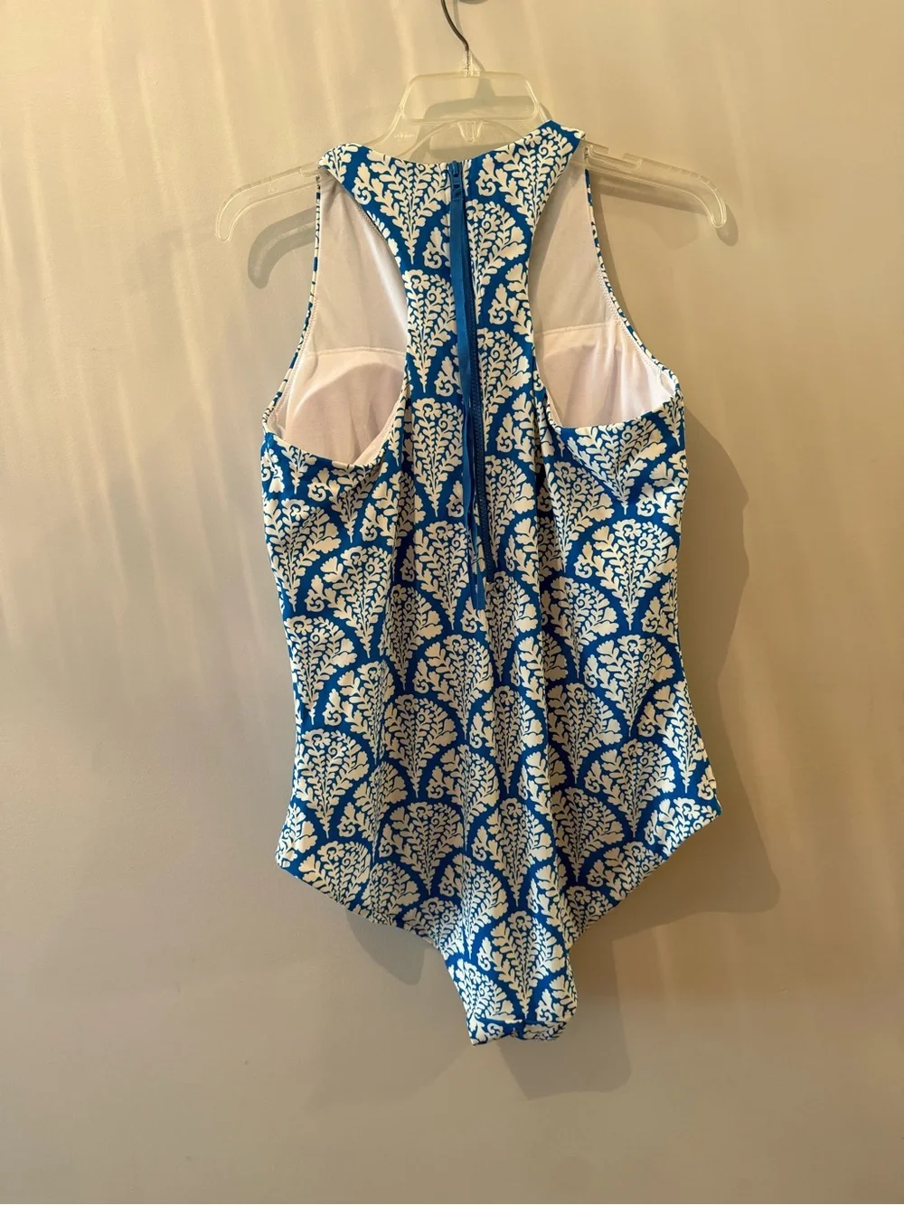 Boden Blue & White Printed High-Neck One-Piece Swimsuit